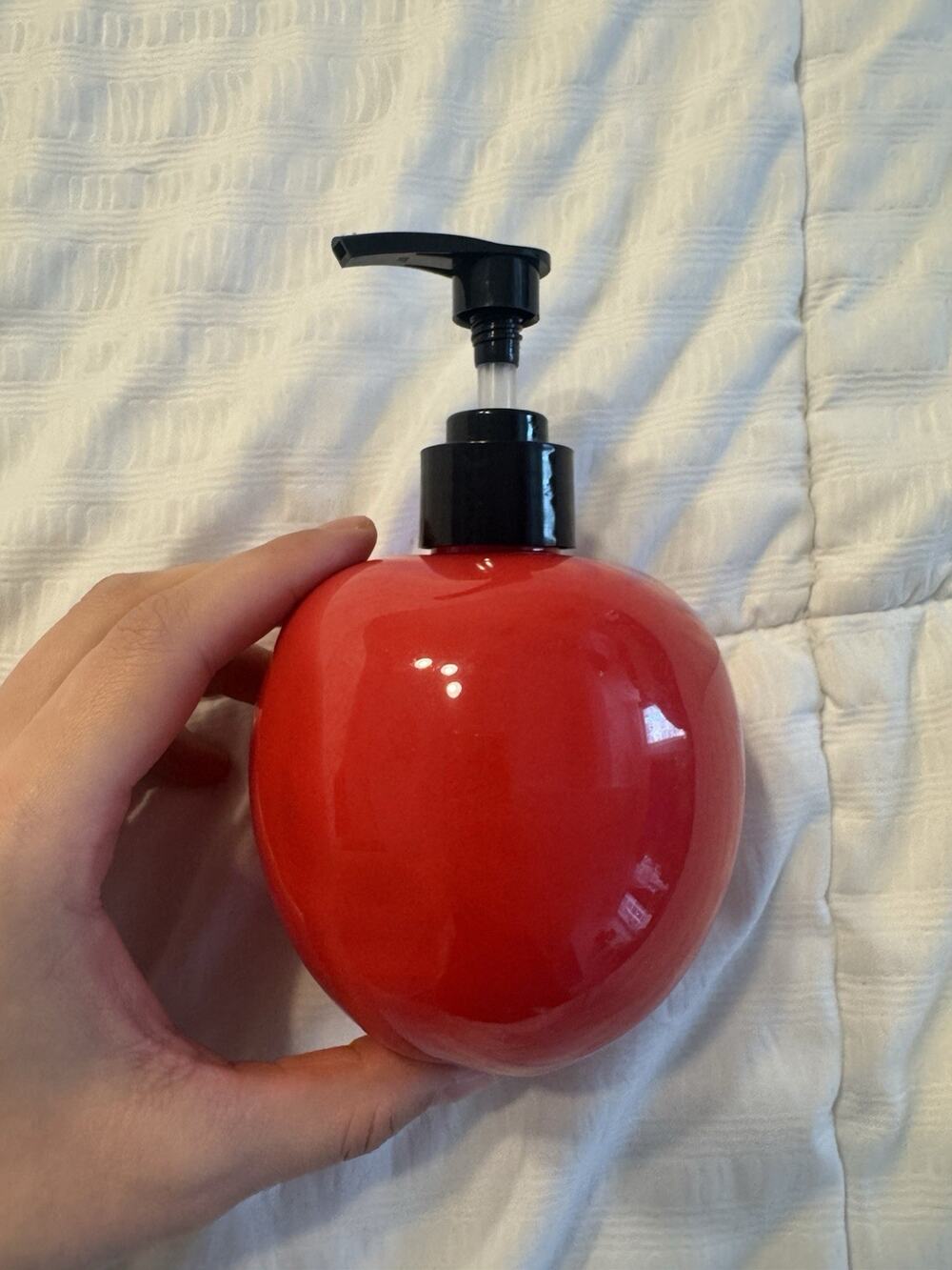 Red Apple Shaped Soap Dispenser Pump Plastic Teacher School Student